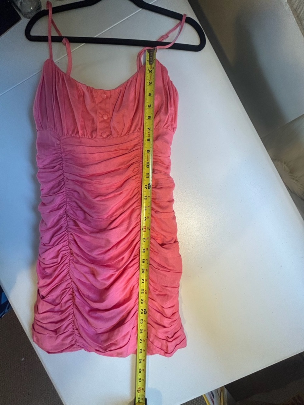 Madison The Label Linen Ruched Mini Dress Pink Strappy Bodycon Women Size Medium - Picture 9 of 11